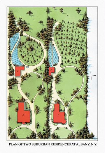 Plan of Two Suburban Residences at Albany  N.Y. 24x36 Giclee