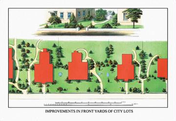 Improvements in Front Yards of City Lots 24x36 Giclee