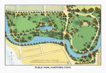 Public Park  Hartford  Conn. 24x36 Giclee