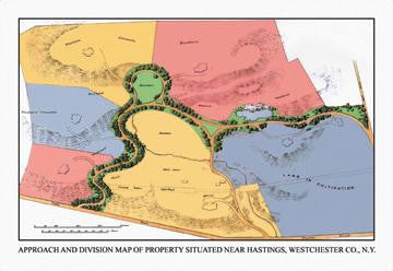 Approach and Division Map of Property Situated Near Hastings  N.Y. 24x36 Giclee