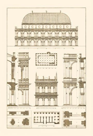 Basilica at Vicenza and Library of St. Marks at Venice 24x36 Giclee