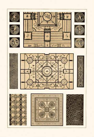 Painted Ceilings and Pavements from Pompeii 24x36 Giclee