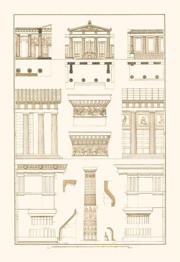 Doric Order  Temple of Zeus and Cased Column 24x36 Giclee