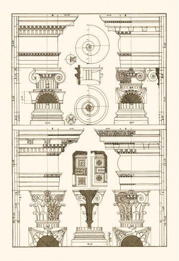 Pediments of the Renaissance 24x36 Giclee