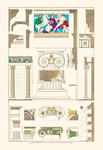 Ionic Orders and Capitals  Polychrome 24x36 Giclee