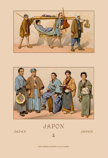 Japanese Civil Costumes and Transportation 24x36 Giclee