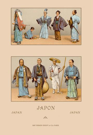 Traditional Dress of Diverse Japanese Castes 24x36 Giclee