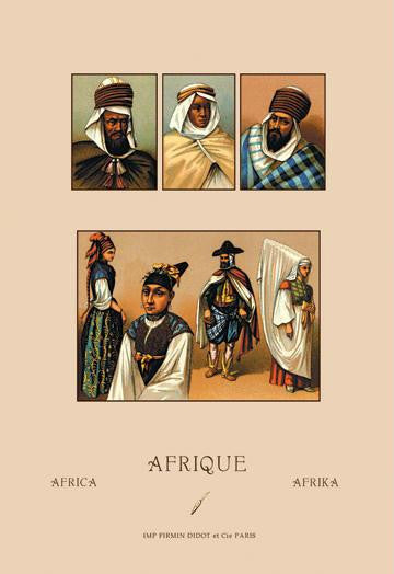 An Assortment of African Costumes 24x36 Giclee