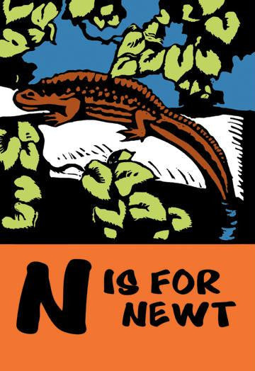 N is for Newt 24x36 Giclee