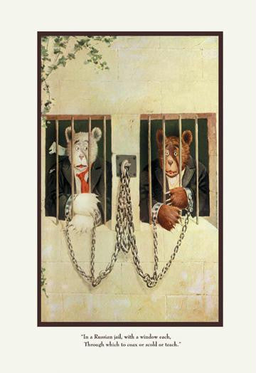 Teddy Roosevelt&#39;s Bears: Teddy B and Teddy G in a Russian Jail 24x36 Giclee