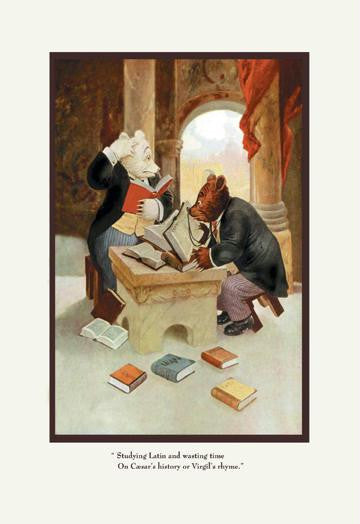 Teddy Roosevelt&#39;s Bears: Teddy B and Teddy G Studying Latin 24x36 Giclee