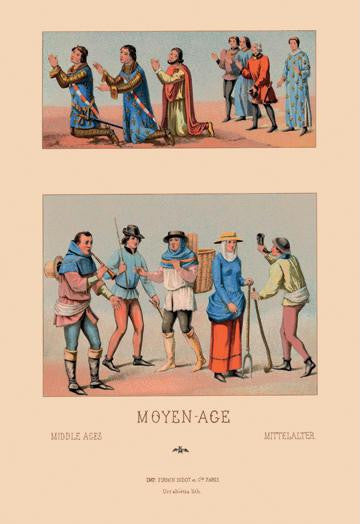 A Variety of French Medieval Costumes 24x36 Giclee