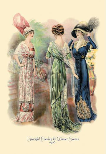 Graceful Evening and Dinner Gowns 24x36 Giclee