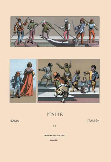 Italy - Venetian Gondoliers  Pages  Dwarves and Court Jesters 24x36 Giclee