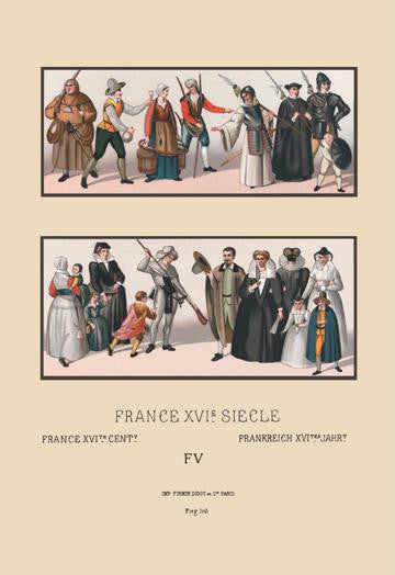 A Variety of Sixteenth Century French Costumes and Classes 24x36 Giclee