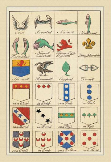 Heraldic Charges - Erect  Inverted  et al. 24x36 Giclee