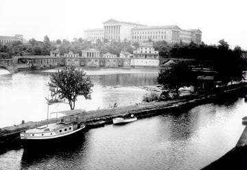 Dock on the River by the Art Museum  Philadelphia  PA 28x42 Giclee on Canvas