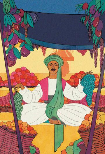 Afghanistan - The Bazaar Fruit-Seller 28x42 Giclee on Canvas