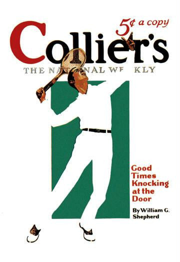 Collier&#39;s: Good Times Knocking at the Door 28x42 Giclee on Canvas