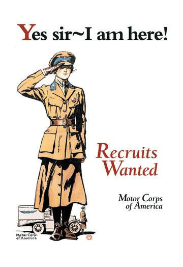 Recruits Wanted: Motor Corps of America 28x42 Giclee on Canvas