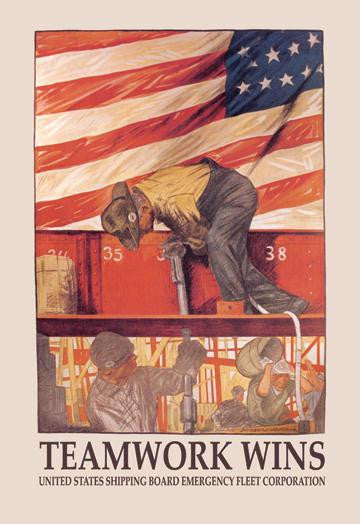 Teamwork Wins: U.S. Shipping Board Emergency Corp. 28x42 Giclee on Canvas