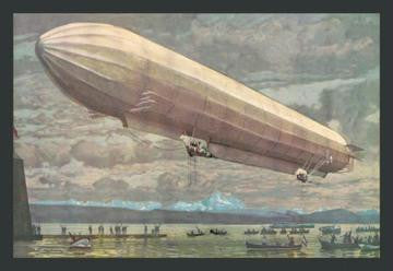 Zeppelin Above Lake Constance or the Bodensee between Austria  Germany & Switzerland 28x42 Giclee on Canvas