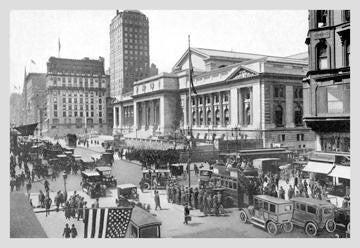 Fifth Avenue and the New York Public Library  1911 28x42 Giclee on Canvas