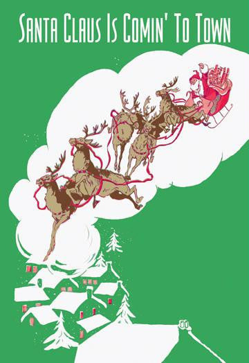 Santa Claus Is Comin&#39; to Town 28x42 Giclee on Canvas