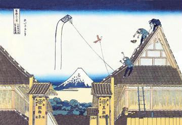 Kite Flying from Rooftop 28x42 Giclee on Canvas