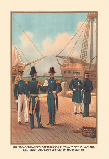 Commander  Captain and Lieutenant of the Navy and Lieutenant and Staff Officer of the Marines  1840 28x42 Gicl