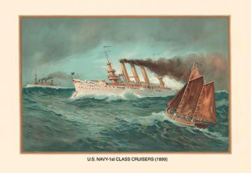 First Class Cruisers  1899 28x42 Giclee on Canvas