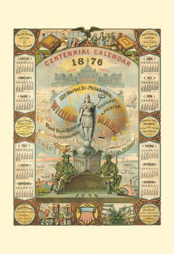 William Mann 1876 Centennial Calendar 28x42 Giclee on Canvas