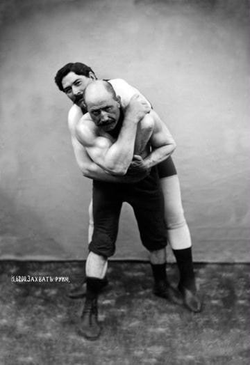 Wrestling Hold from Behind 28x42 Giclee on Canvas