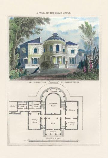 A Villa in the Roman Style #1 28x42 Giclee on Canvas