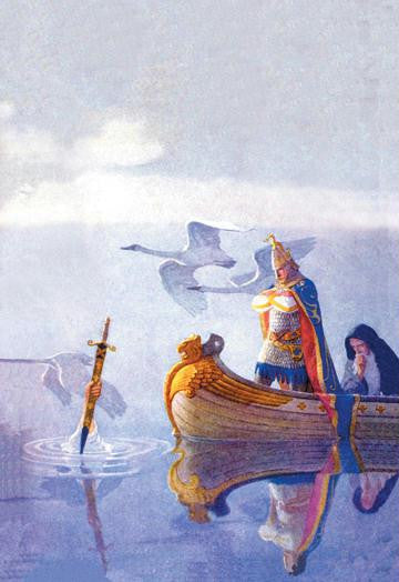 Arthur and Excalibur 28x42 Giclee on Canvas