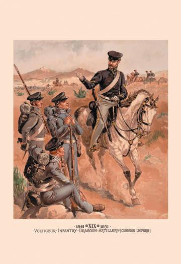 Voltigeur  Infantry  Dragoon and Artillery 28x42 Giclee on Canvas