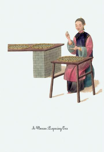 A Woman Preparing Tea 28x42 Giclee on Canvas