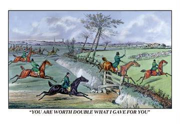 Hunters Clear the Ditch 28x42 Giclee on Canvas