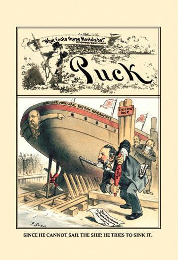 Puck Magazine: Cannot Sail  Try to Sink 28x42 Giclee on Canvas