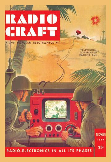 Radio Craft: Television-Controlled Machine Gun 28x42 Giclee on Canvas