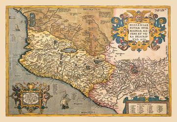 Map of South Western America and Mexico 28x42 Giclee on Canvas