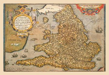 Map of England 28x42 Giclee on Canvas