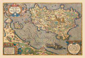 Map of a Mediterranean Island 28x42 Giclee on Canvas