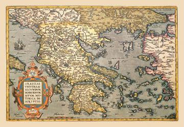 Map of Greece 28x42 Giclee on Canvas