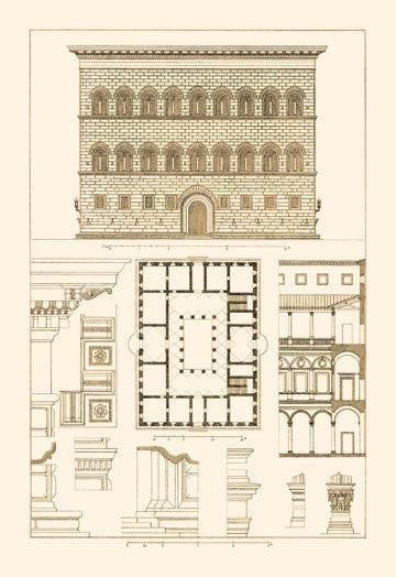 Palazzo Strozzi at Florence 28x42 Giclee on Canvas