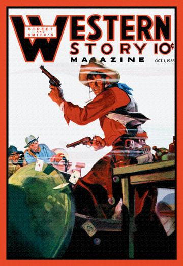 Western Story Magazine: The Card Game 28x42 Giclee on Canvas