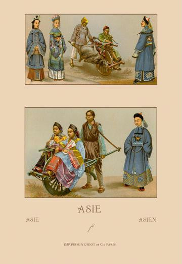 Asian Costumes and Transportation 28x42 Giclee on Canvas