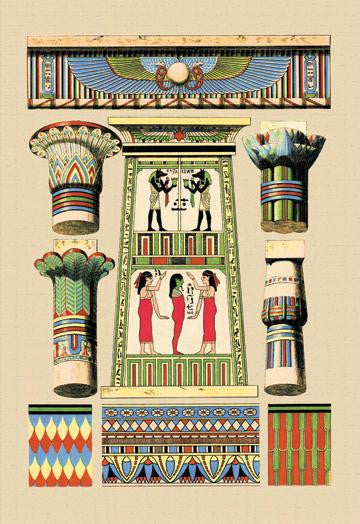 Egyptian Ornamental Architecture 28x42 Giclee on Canvas