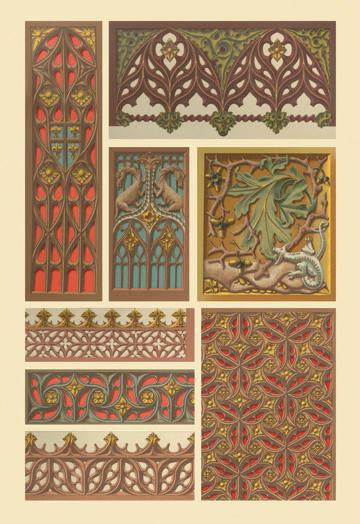 Medieval Woodwork 28x42 Giclee on Canvas