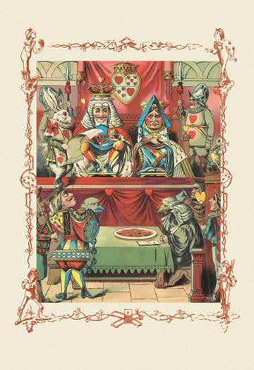 Alice in Wonderland: The King and Queen&#39;s Court 28x42 Giclee on Canvas